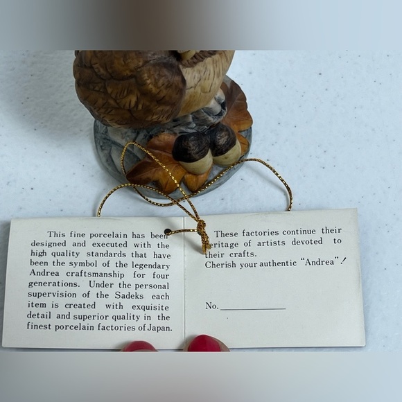 Vintage Andrea by Sadek Owl Figurine #6350 Made in Japan Signed Tags - Picture 9 of 11